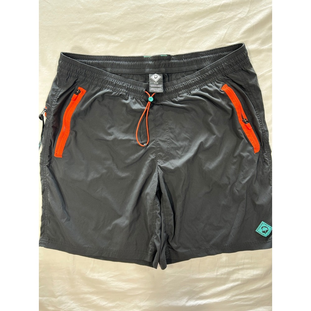 Outdoor Afro x REI Co-op Mens Black Hiking Shorts XL Orange Zip Pockets Trail